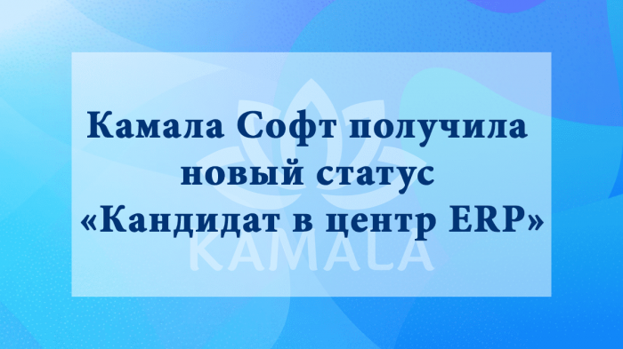 Камала Софт получила статус «Кандидат в центр ERP»
